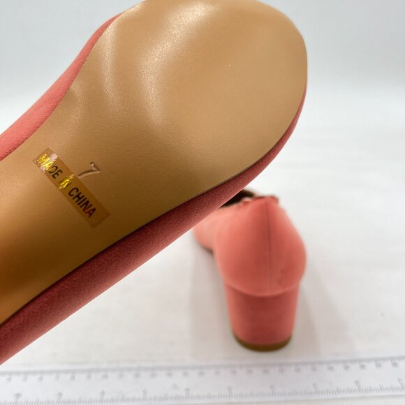 FSJ Light Orange Chunky Low Heel Closed Toe Slip On Formal Office Pumps - Picture 5 of 7